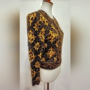 VINTAGE SCALA SEQUINED AND BEADED JACKET